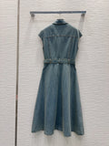 2026 Early Spring New Short-Sleeved Pure Cotton Blue Belt Single-Breasted Denim Dress/Shirt Dress For Women