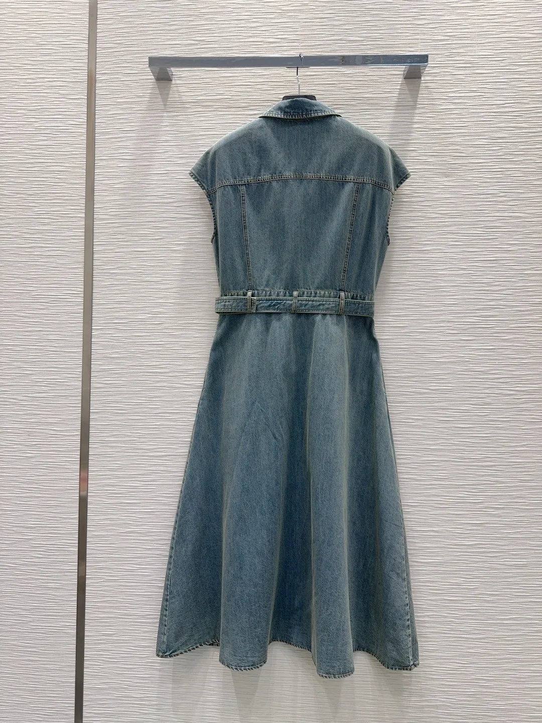 2026 Early Spring New Short-Sleeved Pure Cotton Blue Belt Single-Breasted Denim Dress/Shirt Dress For Women