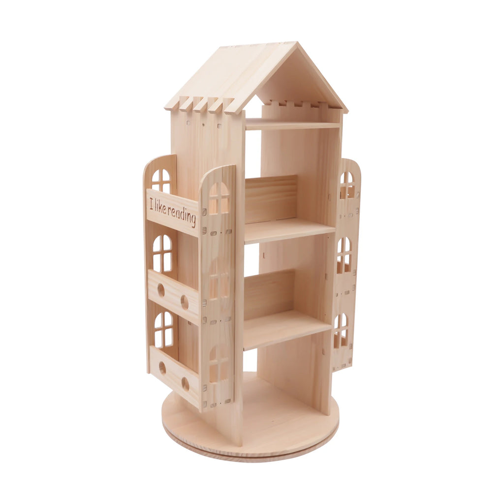 Rotating Bookshelf 360 Display Floor Standing Bookcase Storage Rack for Kids Children's Bookshelf, Book Display Stand, Wood Book