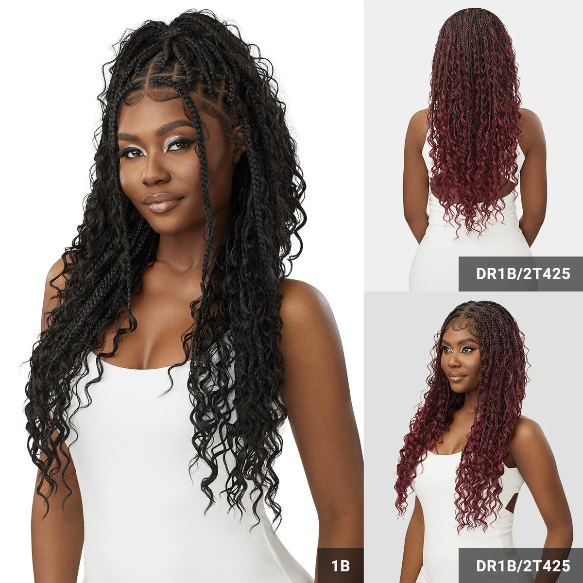 Outre HD Braided Whole Lace Wig Glueless Knotless Boho Box Braids 28"