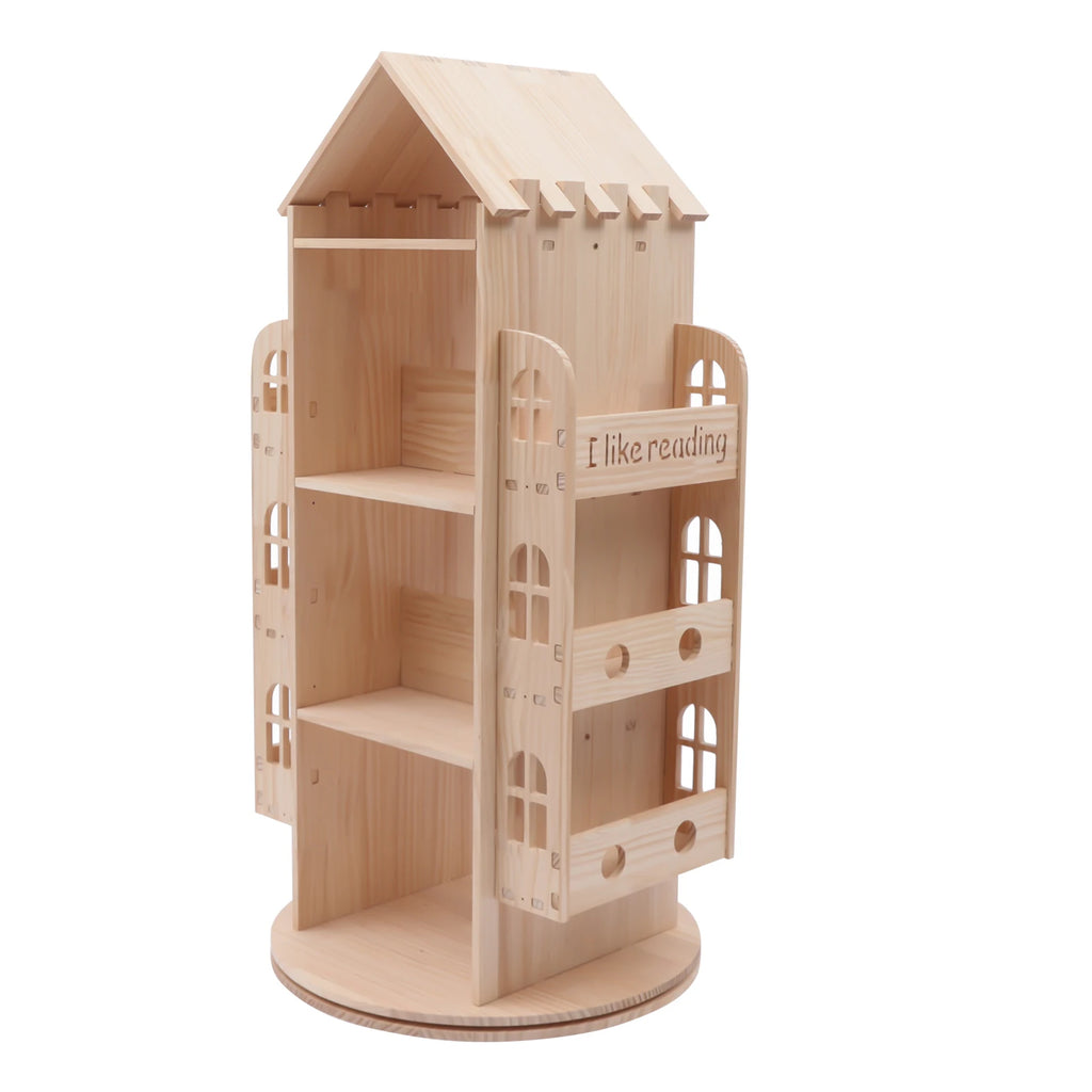 Rotating Bookshelf 360 Display Floor Standing Bookcase Storage Rack for Kids Children's Bookshelf, Book Display Stand, Wood Book