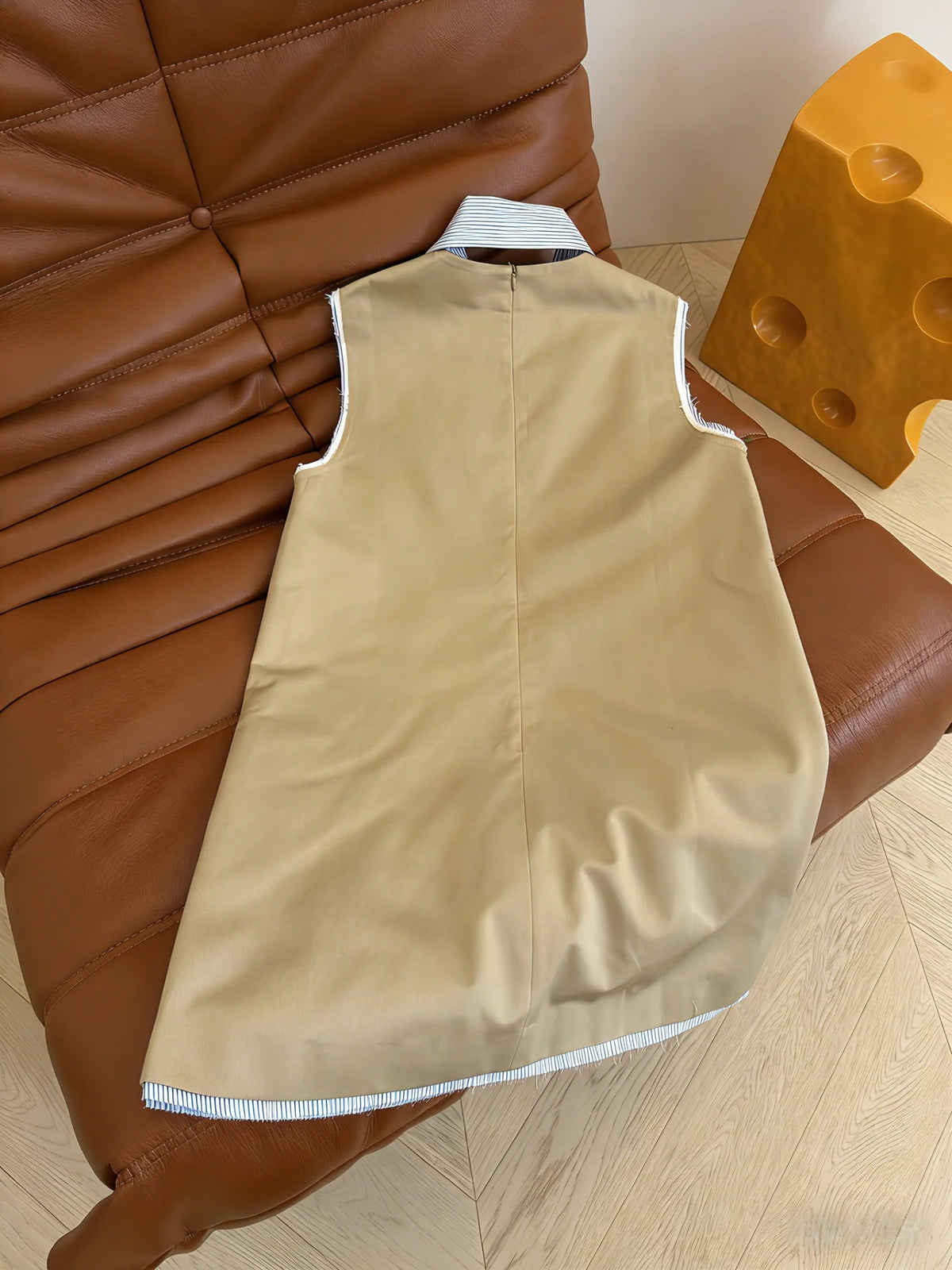 2026 Spring/Summer New Arrival Women's Dress With Detachable Collar And Faux Two-Piece Design New Color-Blocking Visual Effect