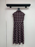 2026 New Arrival Women's Sleeveless Plaid Dress — Collared Style With Cinch-Waist Buckle Design For A Slimming Silhouette