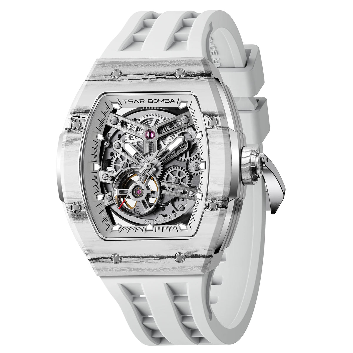 TSAR BOMBA Men Quartz Watch Stainless Steel 50M Waterproof Date Luminous Business Elegant Durable Wristwatch Gift for Him Daily
