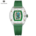 TSAR BOMBA Women’s Quartz Watch, Swiss Movement, Transparent Case, Zircon Dial, Comfortable Strap, Elegant Fashion Wristwatch