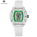 TSAR BOMBA Women’s Quartz Watch, Swiss Movement, Transparent Case, Zircon Dial, Comfortable Strap, Elegant Fashion Wristwatch