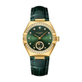 ROLENDO Constellation Style Automatic Women's Watch Secret Emerald Strap Green Dial Day-Date Mineral Crystal Waterproof Elegant