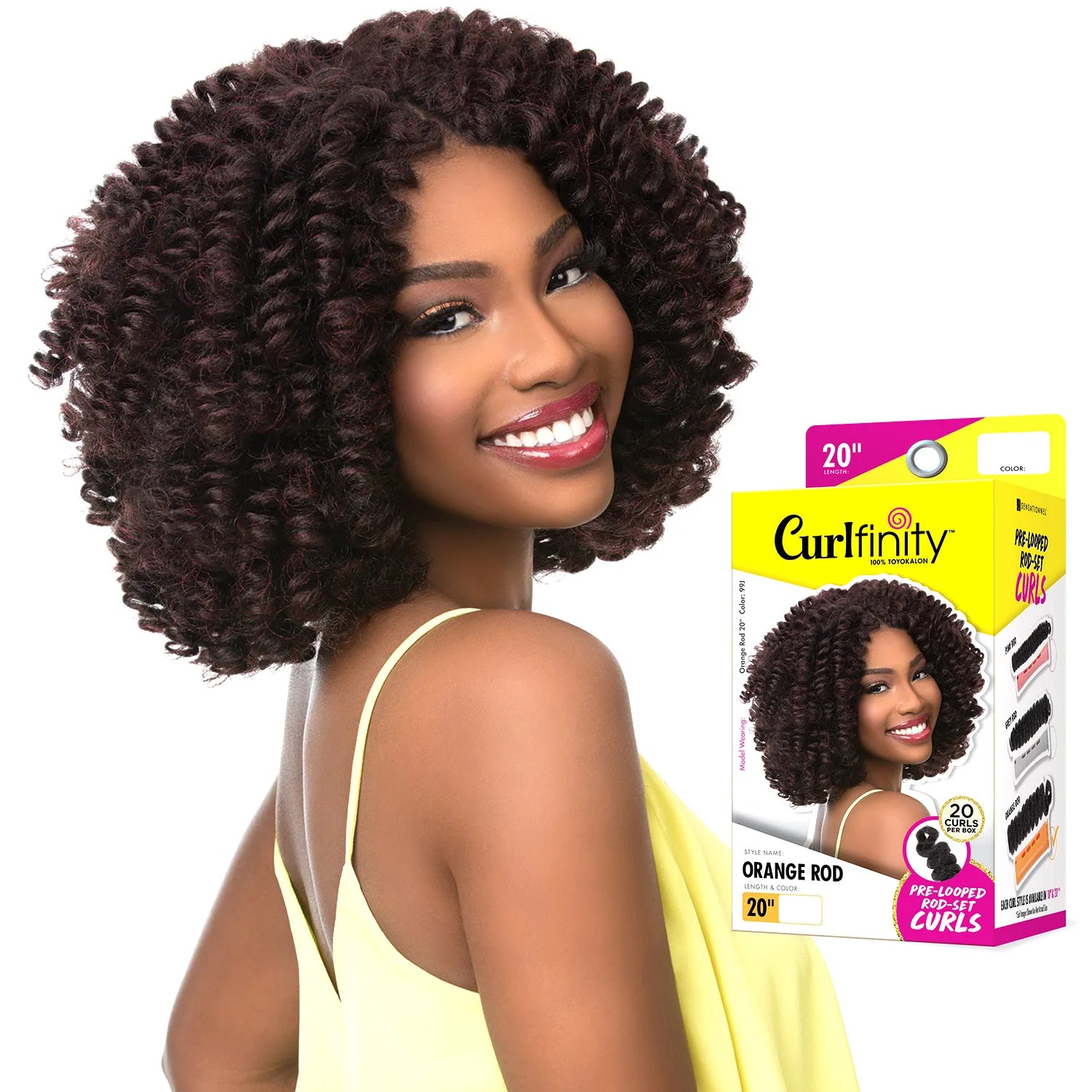 Box Deal Sensationnel Synthetic Hair Crochet Braids Curlfinity Pre Looped Orange Rod [10"] (60 packs)