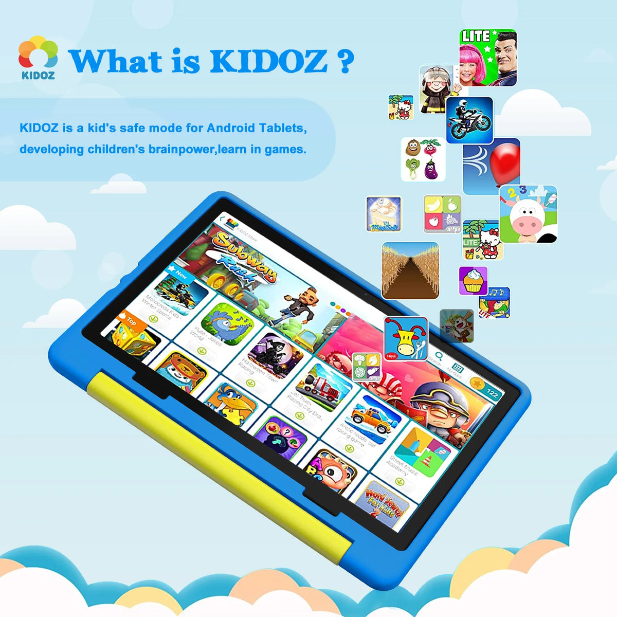 Kids Tablet KT1016 10.1 Inch Android 11 Quad Core 8 GB RAM 64 GB ROM WiFi Bluetooth Expandable Storage Children's Gift Tablet PC