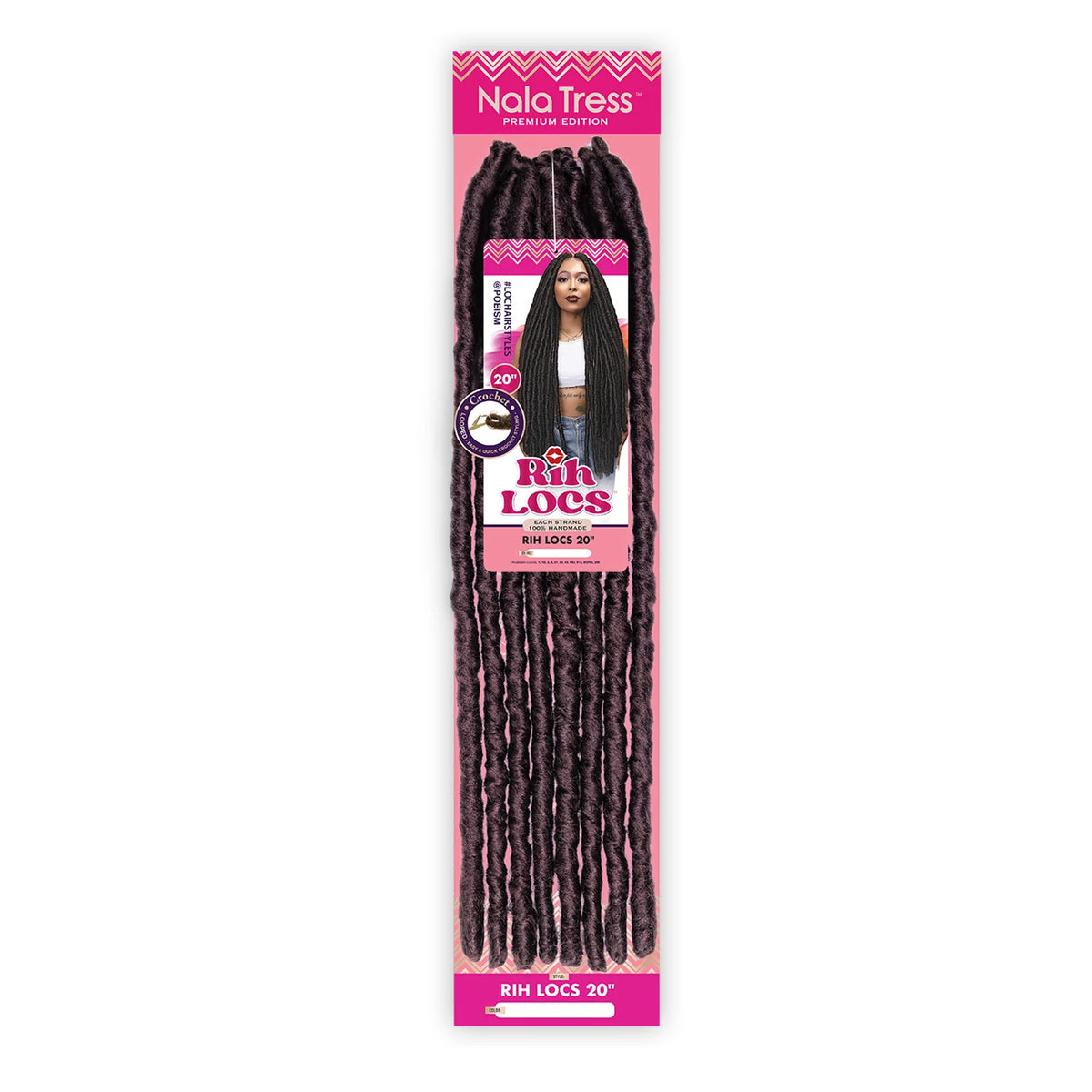 Box Deal Janet Collection Crochet Braids Nala Tress Rih Locs (20"-30") [20"] (50 packs), Synthetic Hair