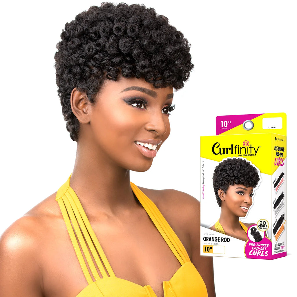 Box Deal Sensationnel Synthetic Hair Crochet Braids Curlfinity Pre Looped Orange Rod [10"] (60 packs)