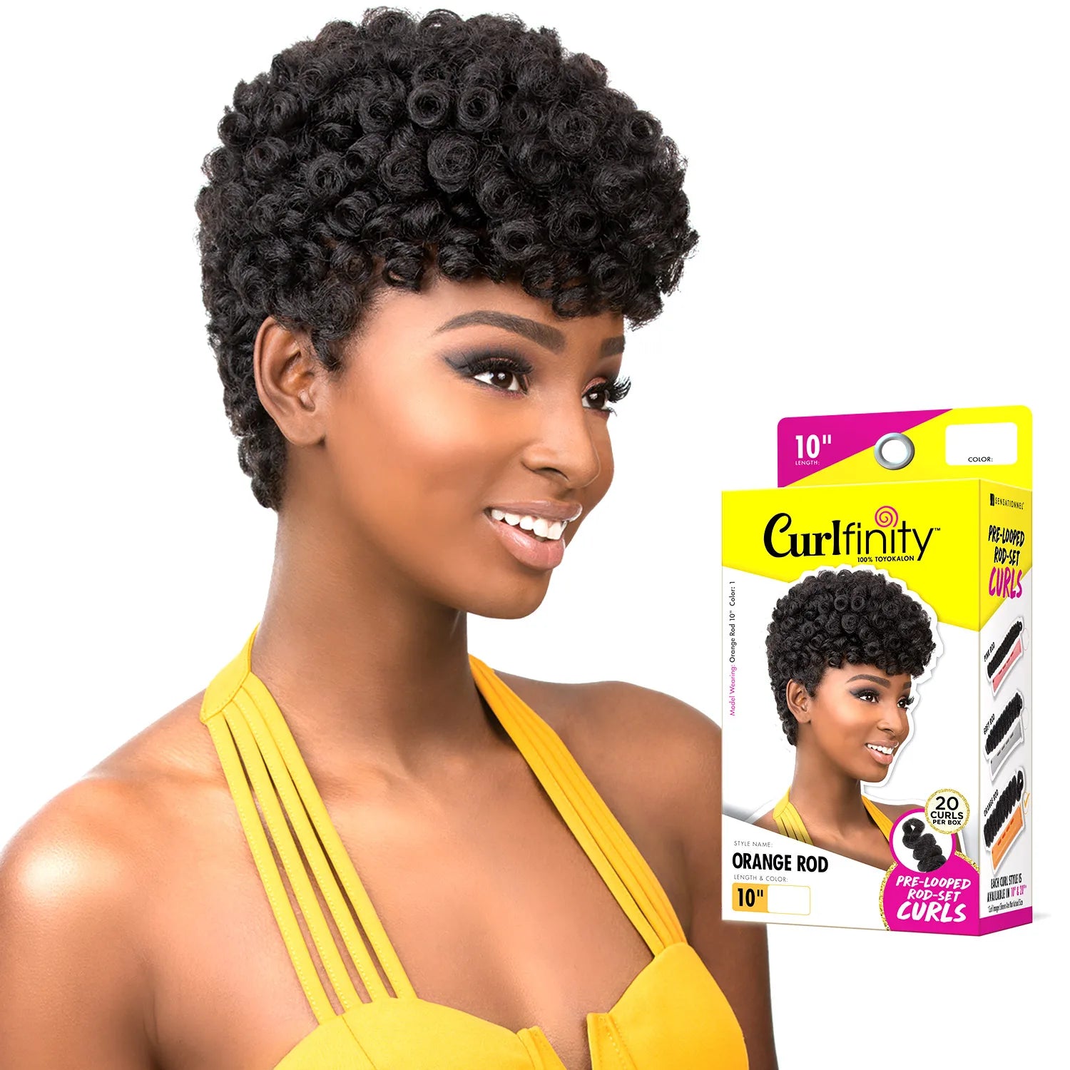 Box Deal Sensationnel Synthetic Hair Crochet Braids Curlfinity Pre Looped Orange Rod [10"] (60 packs)