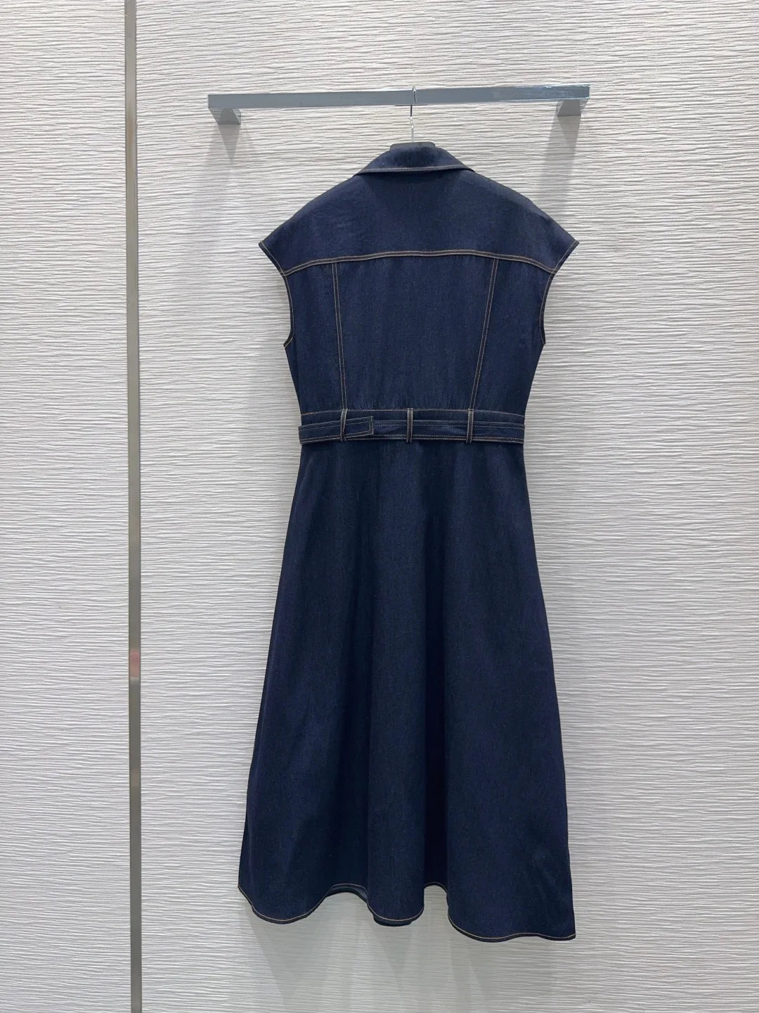 2026 Early Spring New Short-Sleeved Pure Cotton Blue Belt Single-Breasted Denim Dress/Shirt Dress For Women