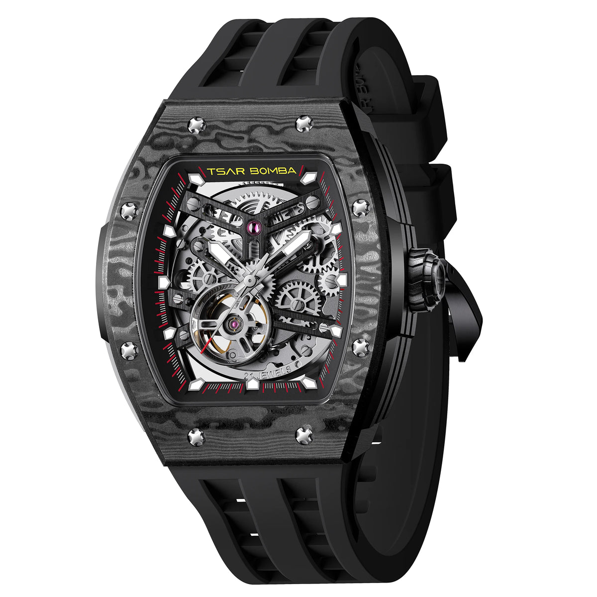 TSAR BOMBA Men Quartz Watch Stainless Steel 50M Waterproof Date Luminous Business Elegant Durable Wristwatch Gift for Him Daily