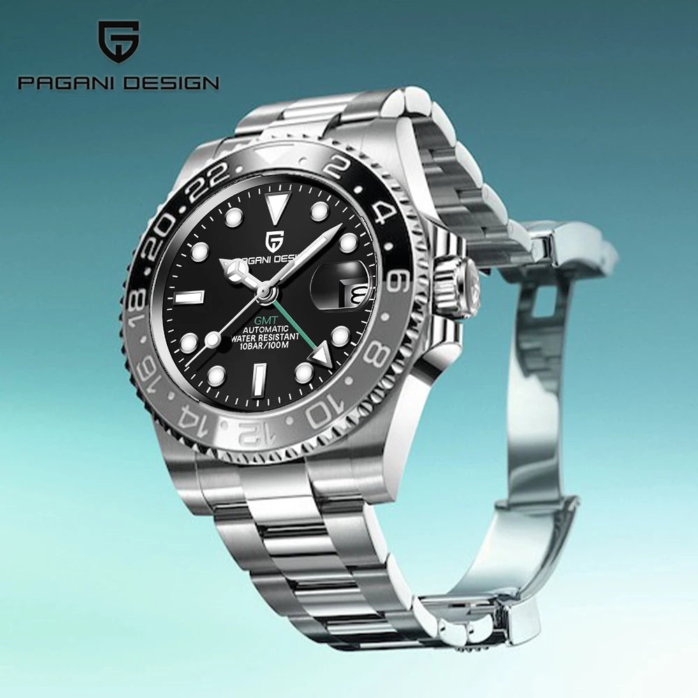 2026 New PAGANI DESIGN Luxury Men Mechanical Watches Stainless Steel GMT Watch Top Brand Sapphire Glass Men Watch reloj hombre