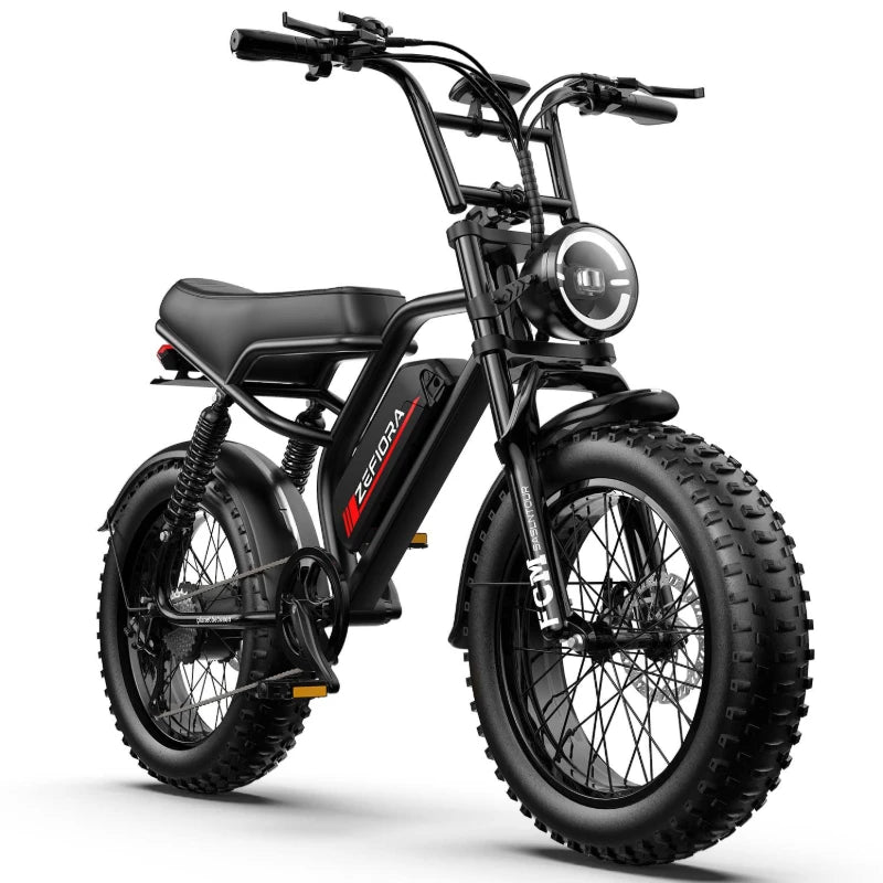 ZEFIORA 2000W Adult Electric Bike, 48V 20Ah 60 Miles Electric Bicycle,20" Fat Tire Full Suspension Electric Mountain Bike