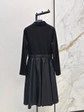 2026 Spring New Fashionable Casual Lapel Patchwork Fitted Little Black Dress For Women