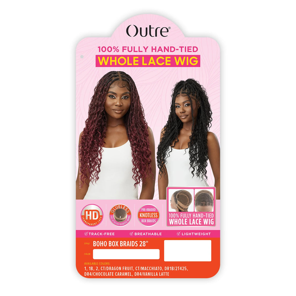 Outre HD Braided Whole Lace Wig Glueless Knotless Boho Box Braids 28"