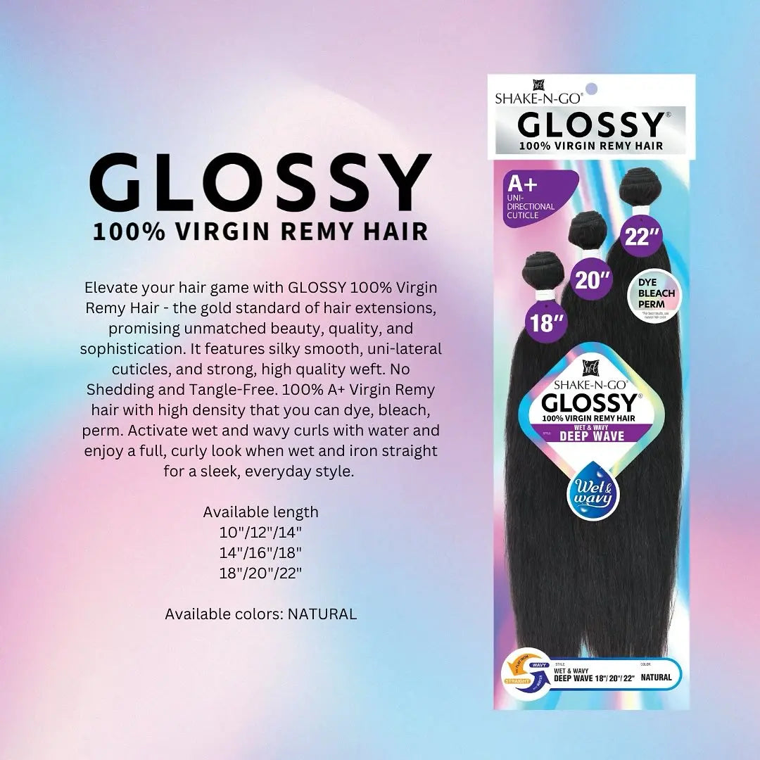 Shake-N-Go Glossy Virgin Remy Hair Weave 3 Bundles Straight – Natural Shine, Full Volume, Soft Texture, Easy to Style
