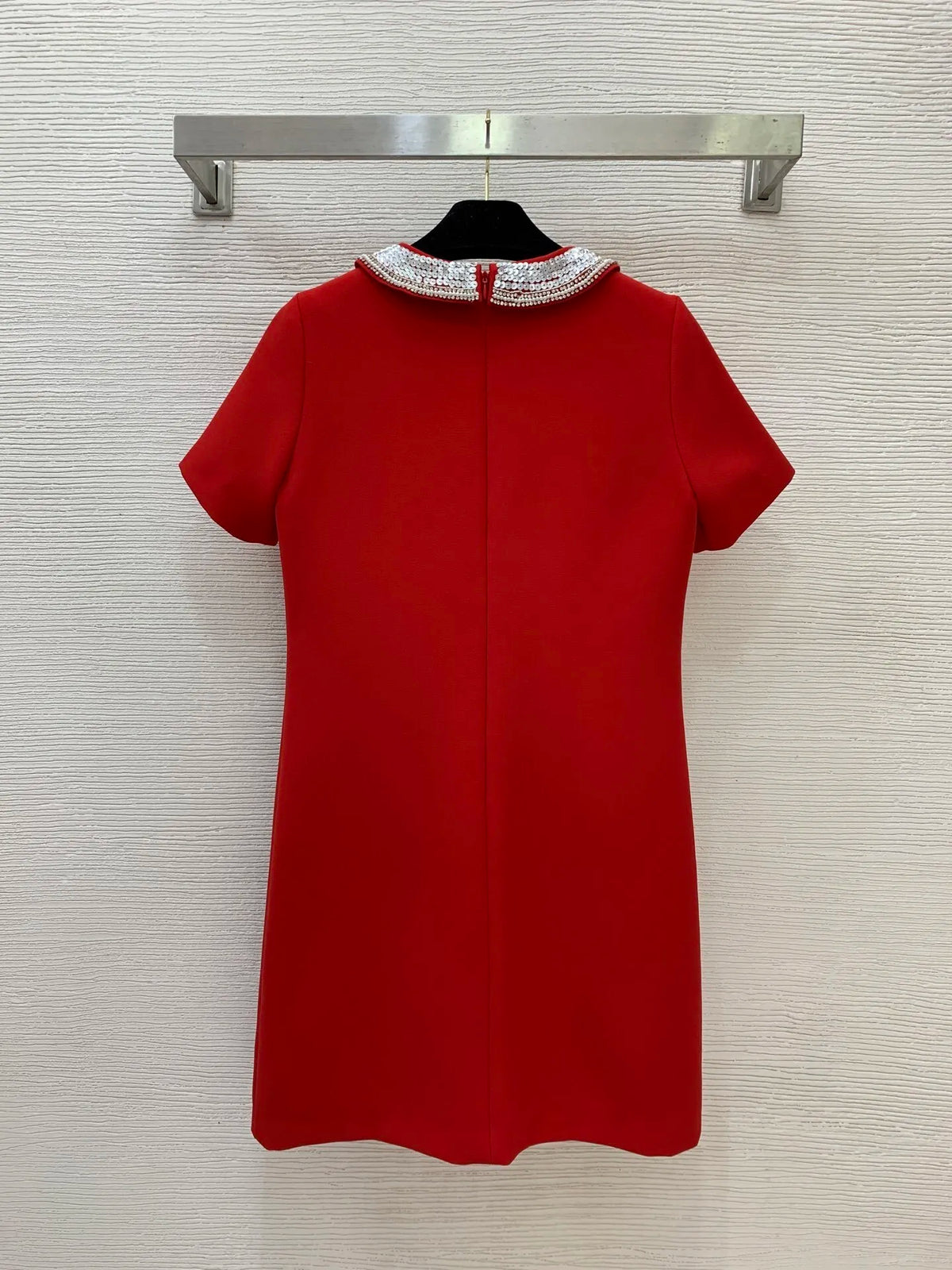 2026 Women Dress Summer New Style Fashionably Simple With Diamond Set Sequins Round Neck Short Sleeve Straight Skirt
