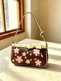 Women's Cute Bow Canvas Shoulder Bag 2026 New Fashion Floral Pattern Handbag High Quality Underarm Bag (Size: 22-13-4cm) LY1