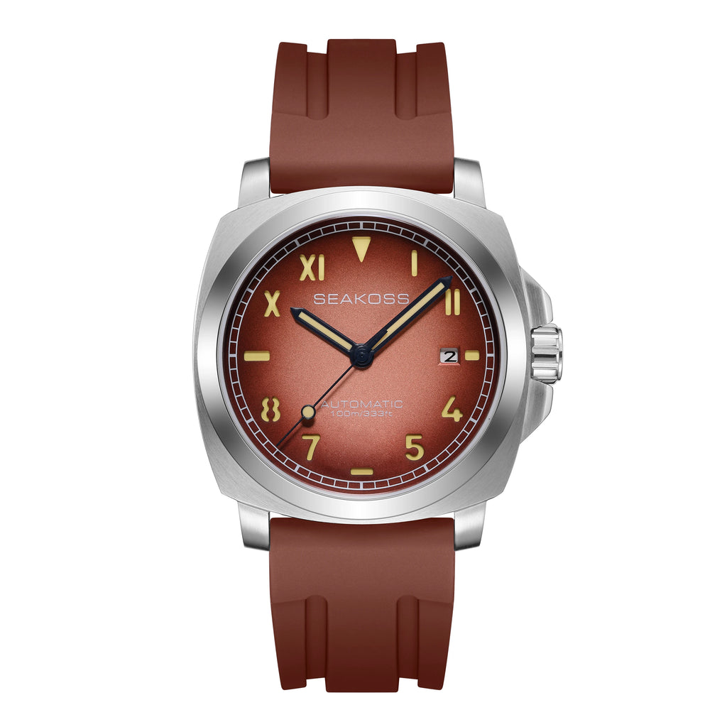 SEAKOSS Men's Diving Watch 10ATM Seagull ST1612 Movement Automatic  Watches for Men Luminous Calendar Sapphire Stainless Steel