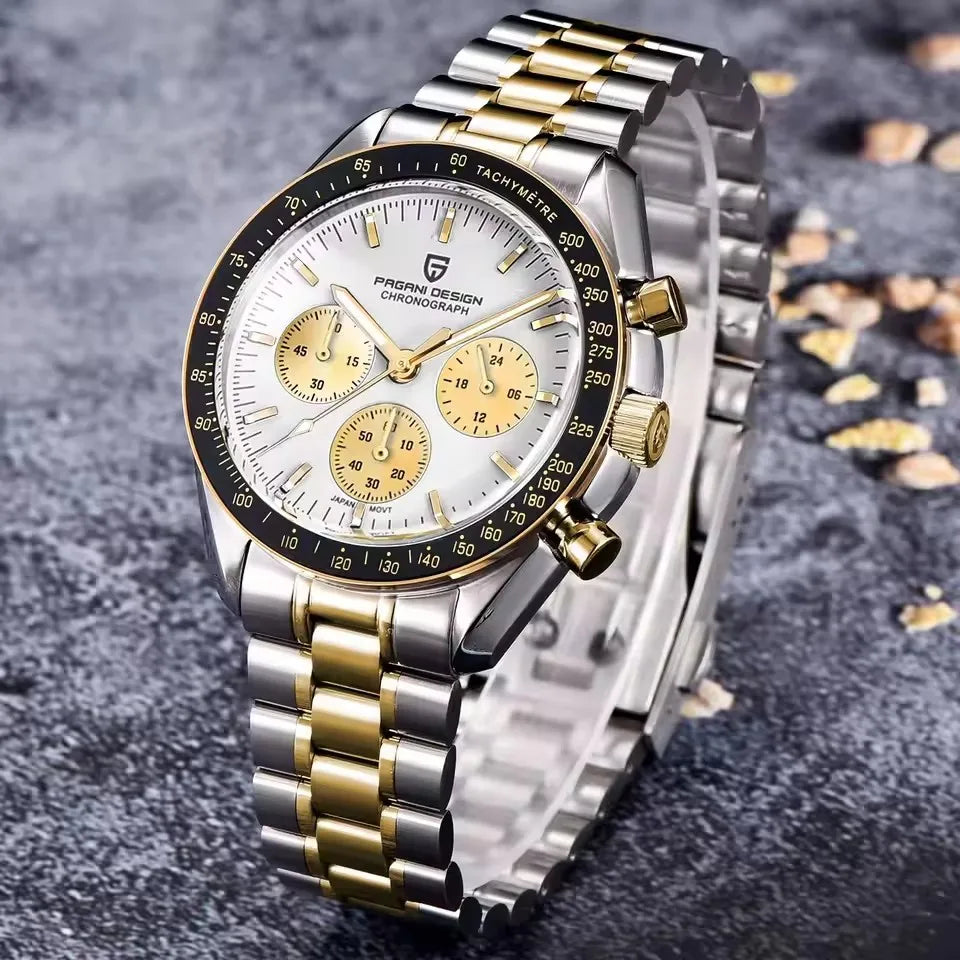 2026 New PAGANI DESIGN Moon Mens Watches Gold Luxury Quartz Chronograph Watch For Men AR Sapphire Waterproof Luminous Clock Gift