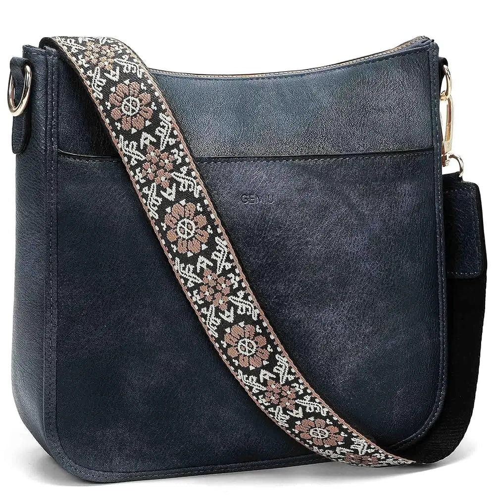 Hobo Crossbody Bag for Women, Vegan Leather Multipocket Shoulder Purse with 2 Adjustable Removable Straps