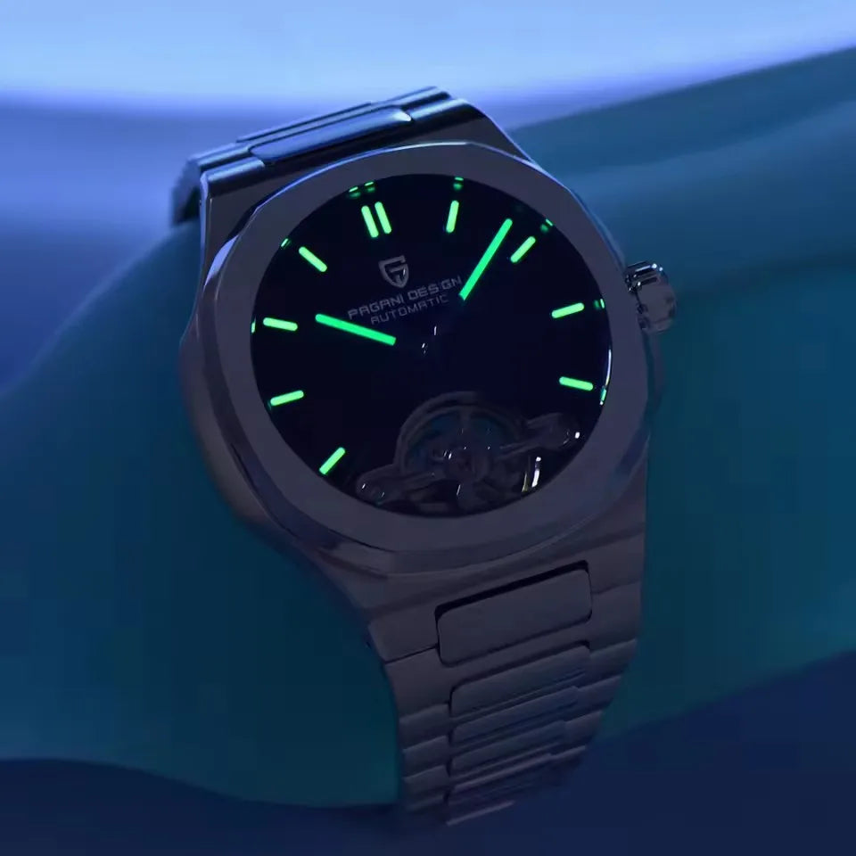 PAGANI DESIGN New Mechanical Tourbillon Automatic Men watch Sapphire 316L All Steel Clock Japan Movt Double Texture Luxury Watch