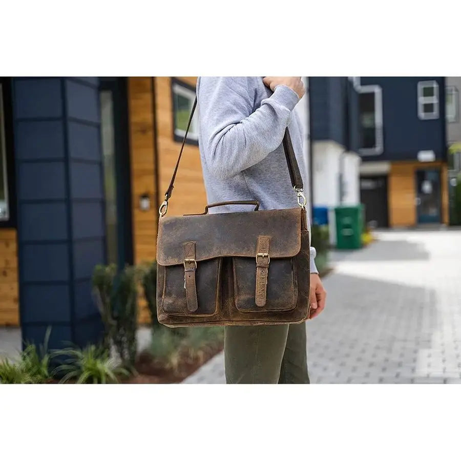 Inch Leather briefcase Laptop Messenger Bags for Men and Women Best Office Satchel Bag