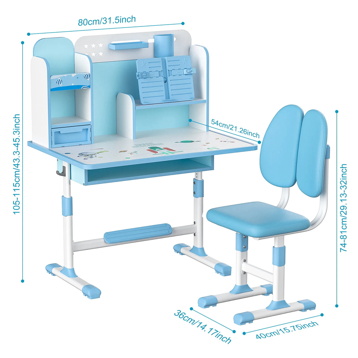 Children's study desk, elementary school students' writing homework desk, household simple children's desk chair, adjustable