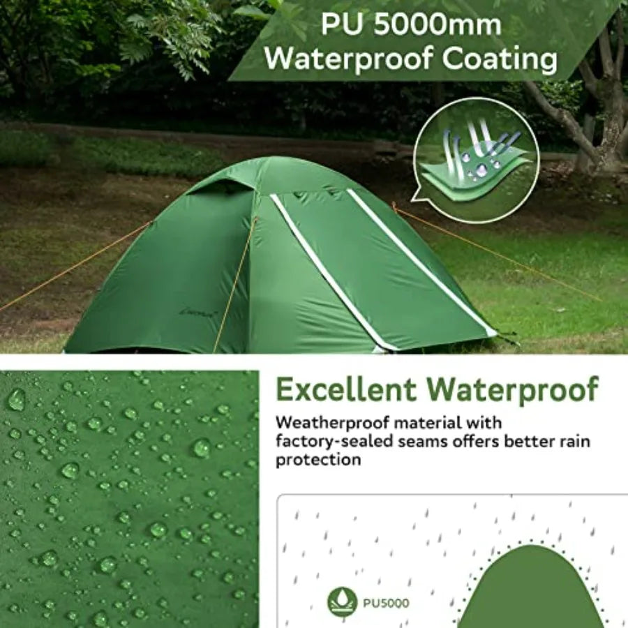 Lightweight Backpacking Tent - 3 Person Ultralight Waterproof Camping Tent, 3 Season Large Size Easy Setup Tent for Family, Outd