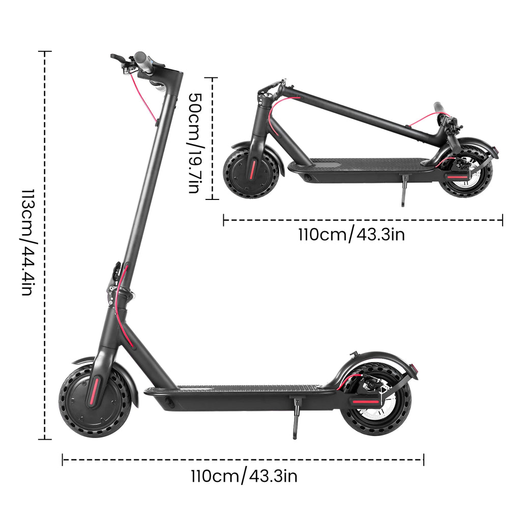 8.5" Solid Tires Electric Scooter 350W 19 MPH Long-Range Portable Foldable Commuting Scooter for Adults with Smart App E Scooter