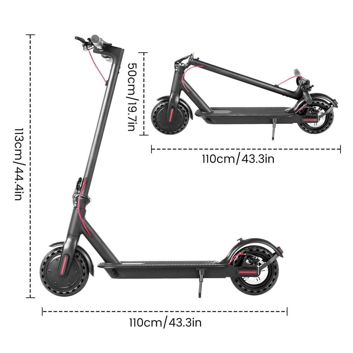 8.5" Solid Tires Electric Scooter 350W 19 MPH Long-Range Portable Foldable Commuting Scooter for Adults with Smart App E Scooter
