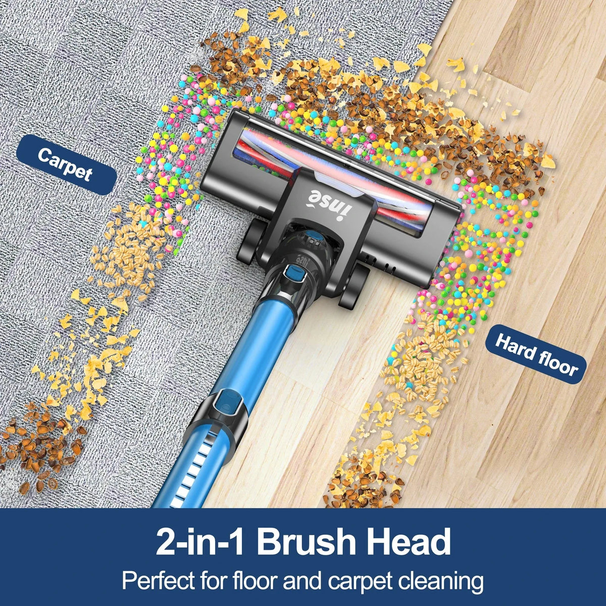 INSE Cordless Vacuum Cleaner 160W Powerful 6-in-1 Handheld Stick Vacuum Up to 45mins Runtime for Home Carpet Bed Clean N650/N660