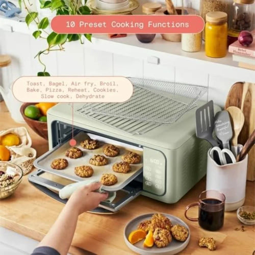 15L 9-Slice Infrared Convection Air Fryer Toaster Oven 10-in-1 Functions for Air Frying Toasting Baking Broiling Stainless Stee