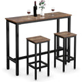 Rustic Brown 39.5 Pub Table with 2x 28 Counter Height Stools, Breakfast or Bistro Dining Set