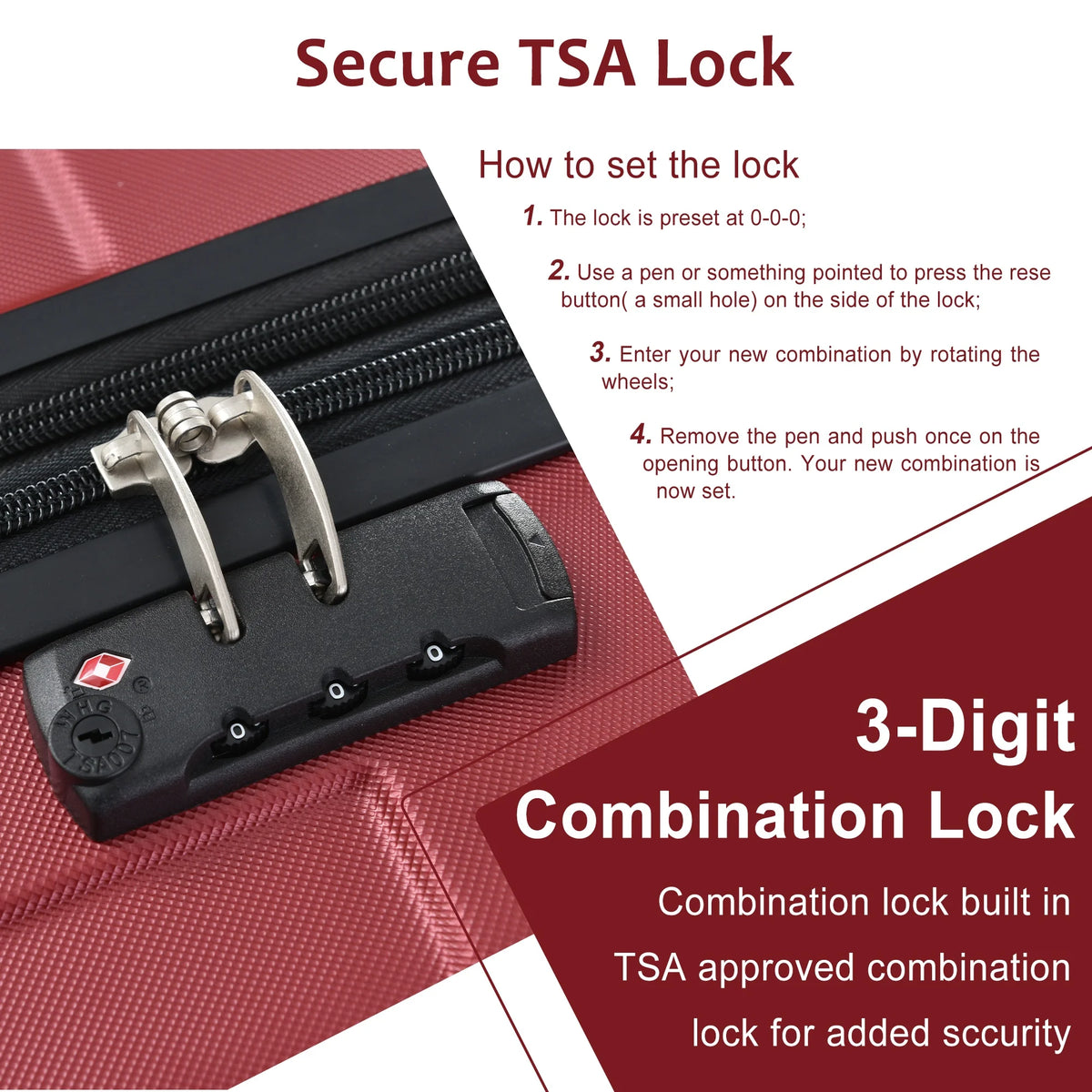 24Inch Rolling Luggage, Lightweight Durable ABS Suitcase with 360° Spinner Wheel, TSA Lock, Airline-Approved Travel Carry On