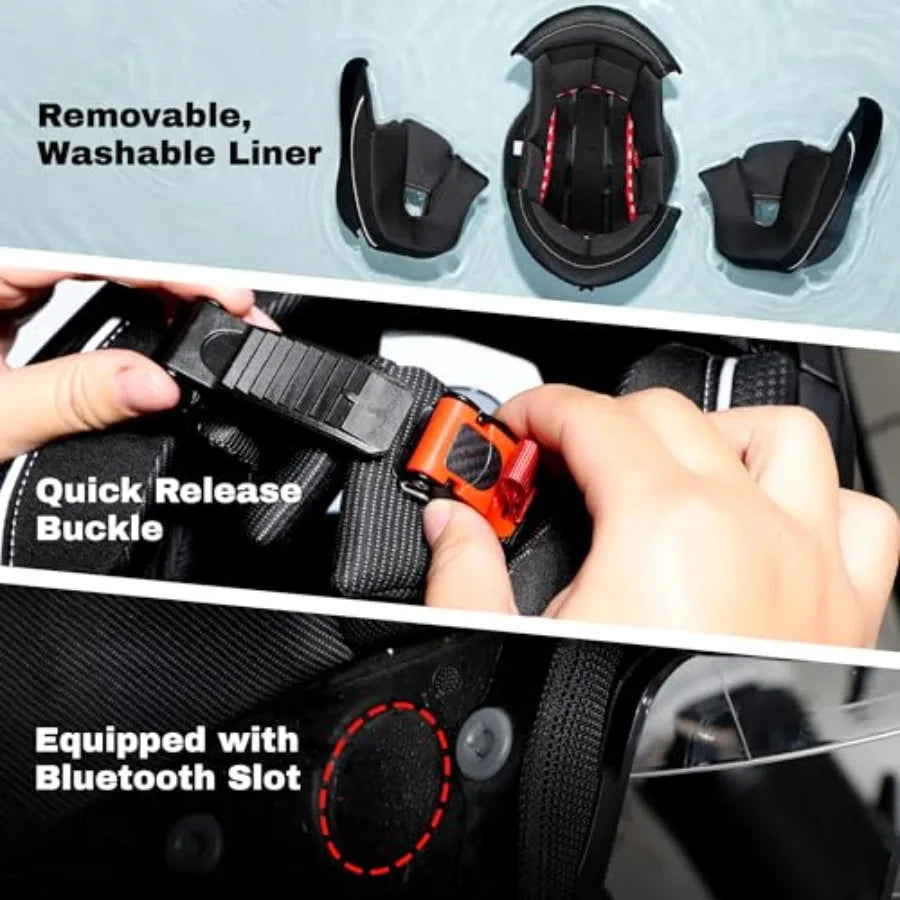 Modular Motorcycle Helmet DOT Approved Flip up Full Face Helmets with Dual Visor Sun Shield for Adults Men and Women