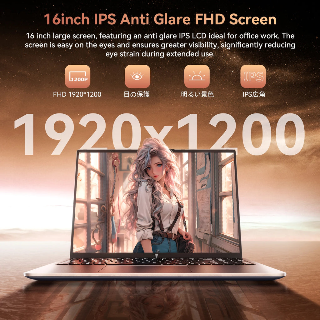 KAMRUI Laptop Computer AMD Ryzen7 H255 Windows Laptop 16 in IPS 16GB DDR5 512GB NVMe SSD Backlit & Numeric Keyboard Wifi6 BT5.2