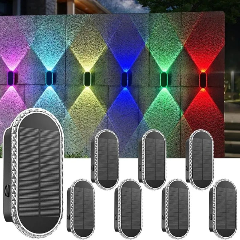 IP65 Waterproof Solar Fence Lights - 3000/4000/6000K 3 Modes for Backyard/Garden/Patio/Garage and Wall Decoration (8 Pack)