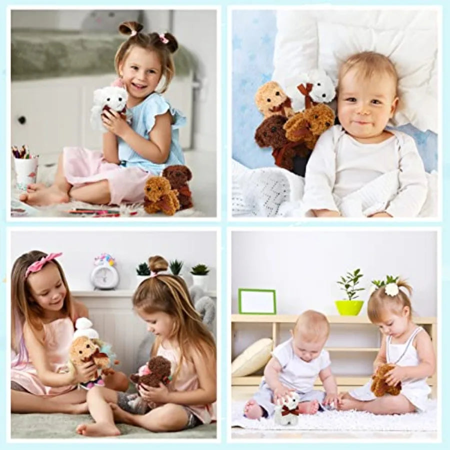 80 Pcs 5 Inches Valentines Mini Plush Dogs Bulk Stuffed Animal Puppy Toy in Soft Fleece for Party Favors Gift Bag Fillers Back