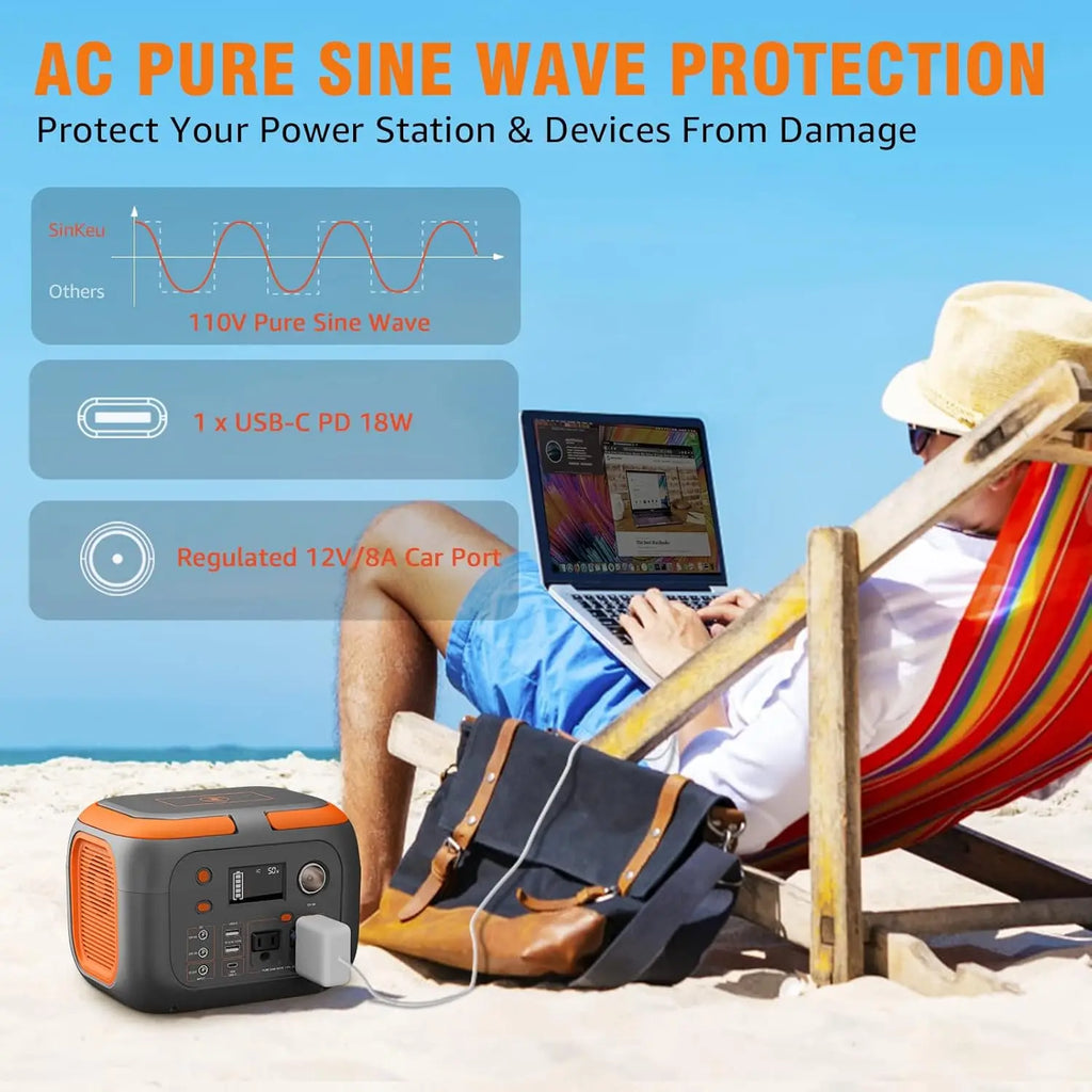 300W Portable Power Station 260Wh 70400mAh Outdoor Solar Generator Mobile Lithium Battery 110V Outlet Solar Power Bank Camping L
