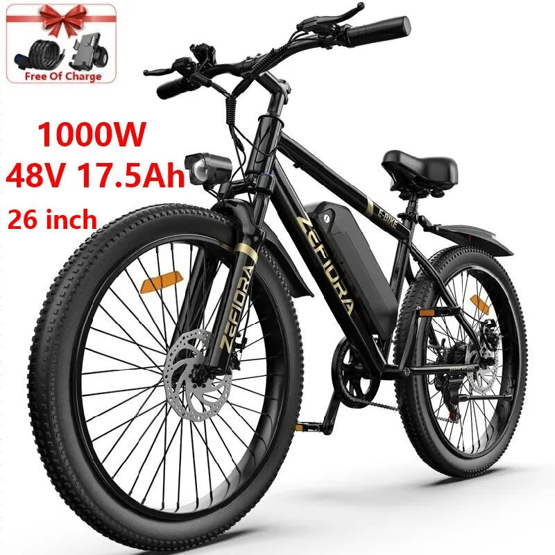 Electric Bike 14 26 Inch 1000w 48v 10ah 15ah 17.5ah Aluminum Alloy,adjustable Front Brake Seat Cheap Electric Bicycles For Adult