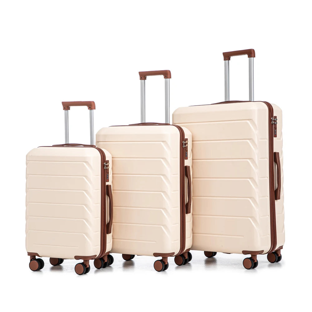 3 Piece Travel Luggage Set 20/24/28 Inch Spinner Wheels with Combination Lock Lightweight Hard Shell Suitcase