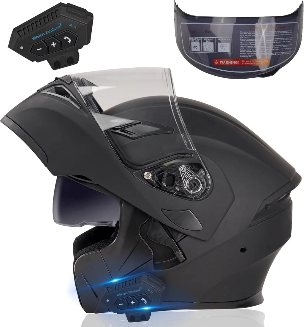 Bluetooth Motorcycle Helmet Modular Motorcycle Helmet with Bluetooth DOT Approved Dual Visor Full Face Flip up Bluetooth Integra
