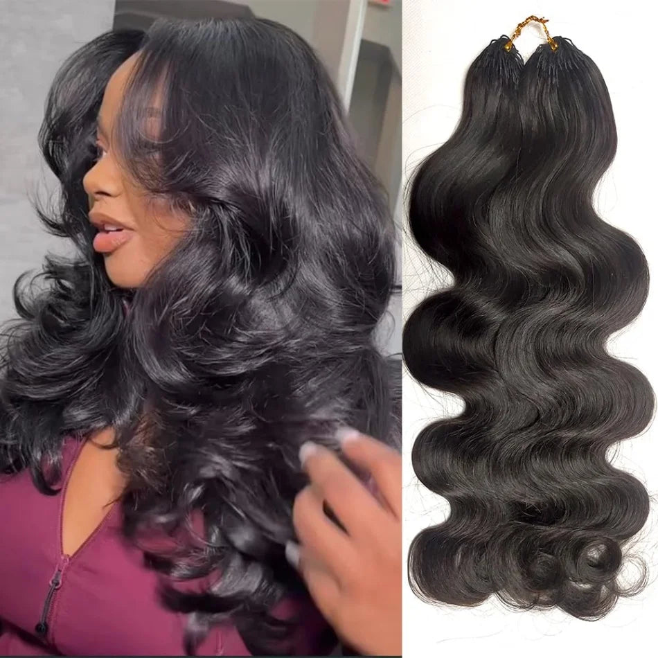 Body Wave Pre-Separated Crochet Hair Extensions Human Hair Knotless Pre-Separated Feather Crochet Braid Hair 26 Inch 2Pcs/120g