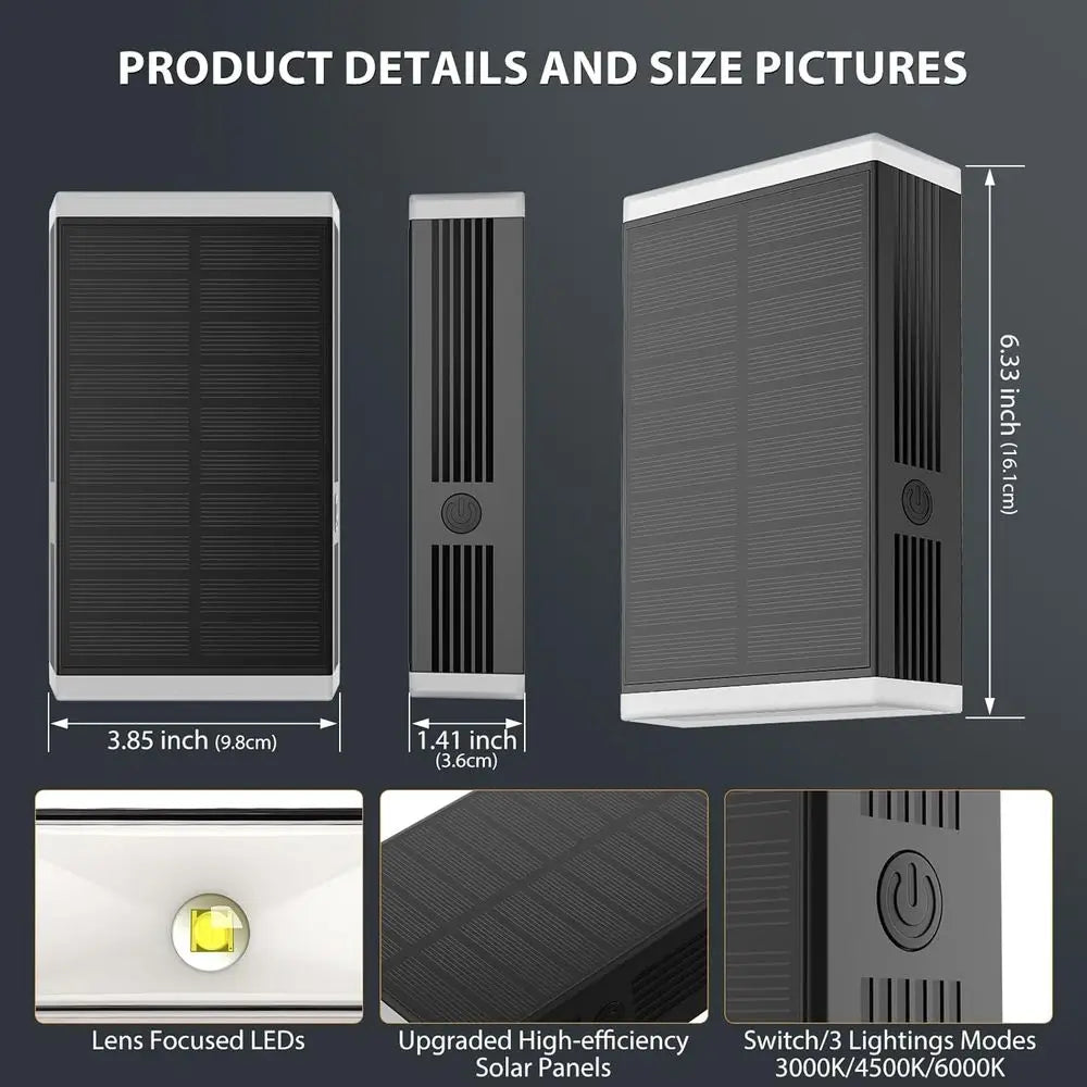 Outdoor Wall Light, 3000/4000/6000K, 3 Modes, Dusk to Dawn, IP67 Waterproof, Up and Down Lights, Suitable for Outdoor, House, Ga