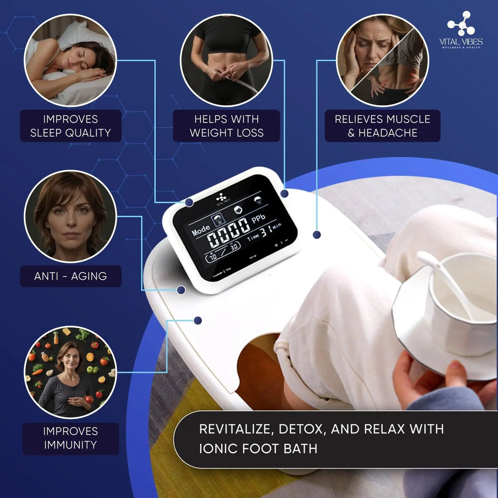 Ionic Foot Bath Detox Machine with Touch Display, Collapsible Tub, Epsom Salt & Accessories for Home Spa