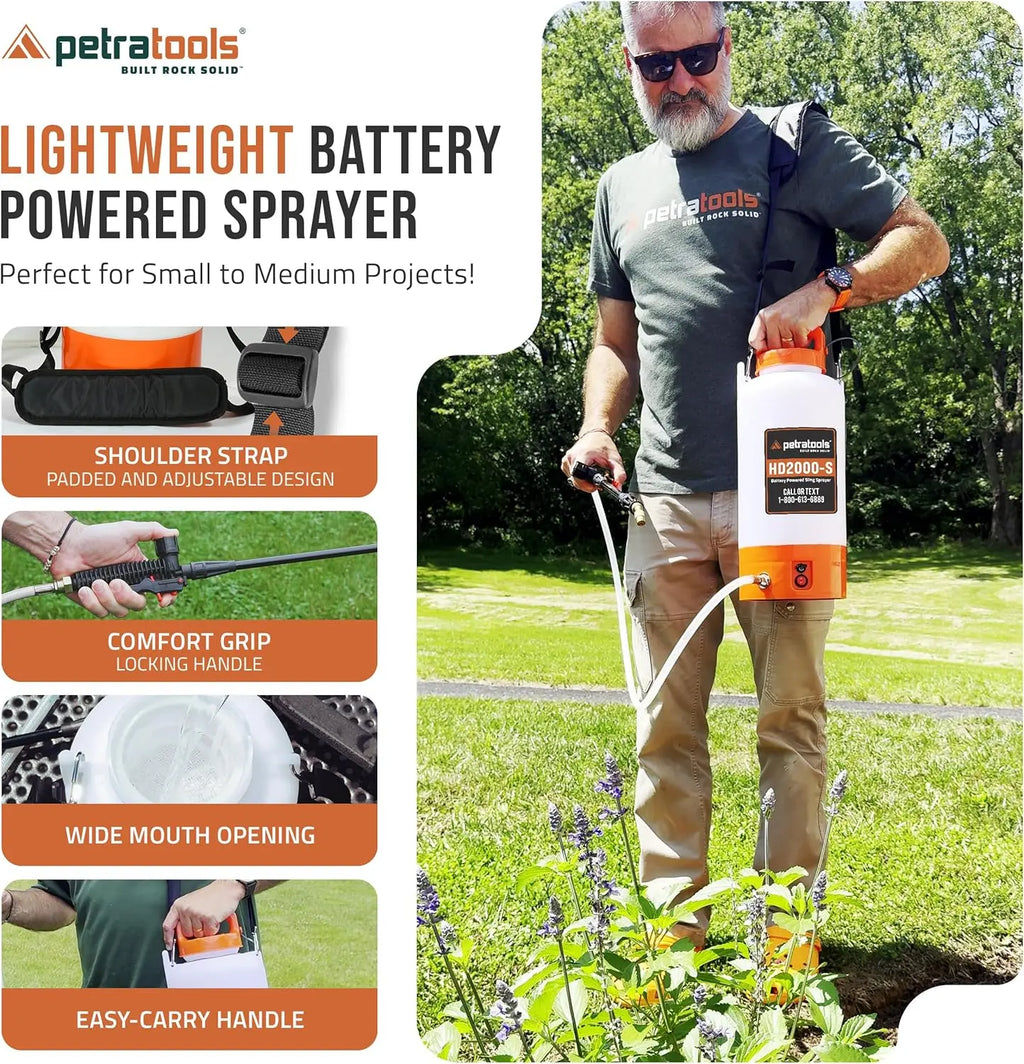 2 Gallon - HD2000-S - Heavy Duty Electric Sprayers in Lawn and Garden for Weed/Pest Control, Watering & More - with 2 Nozzles